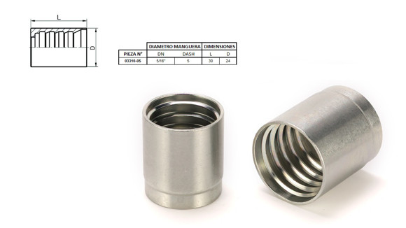 Imagen de CAMISA R1,R2 1 Y 2 MALLAS 5/16" 05 D24 L30 NO PELA CAÑO